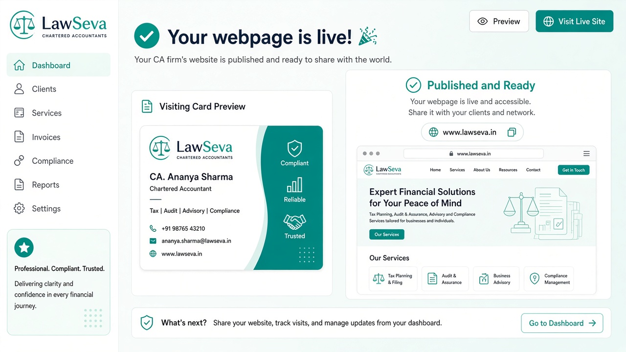 Website ready with visiting card