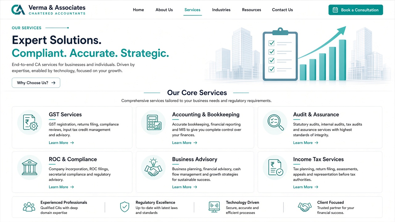 CA firm services page example